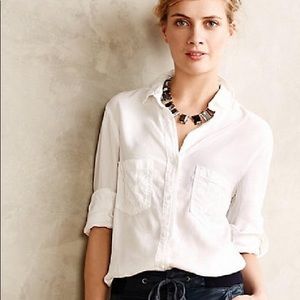 Anthropologie Cloth & Stone White Luna Buttondown